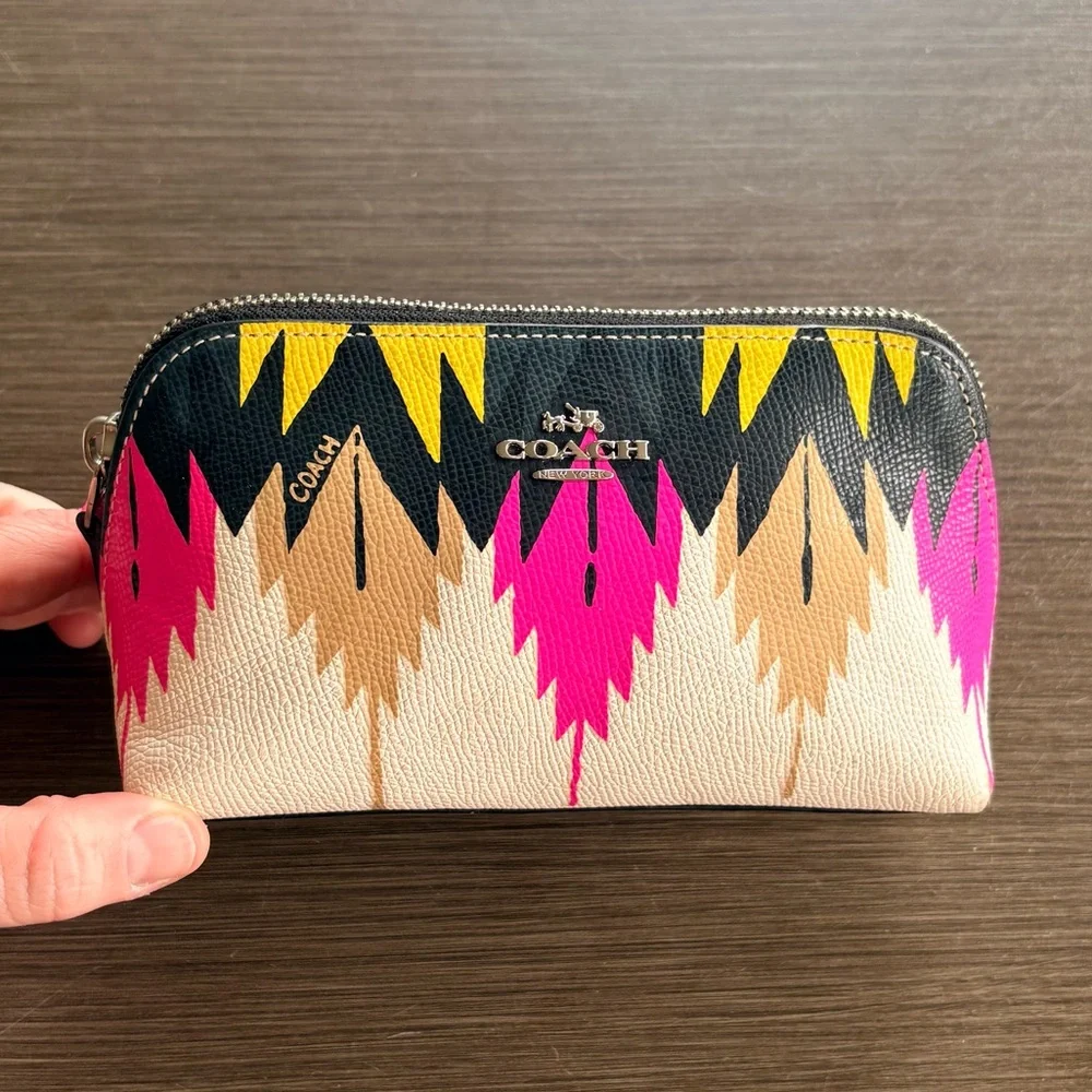 COACH Coachella Pink Feather Zip Pouch